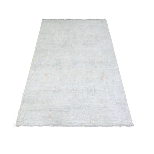 Oushak And Peshawar Wool Hand Knotted Rug Ivory Gray 3.10X5.8 -O074880