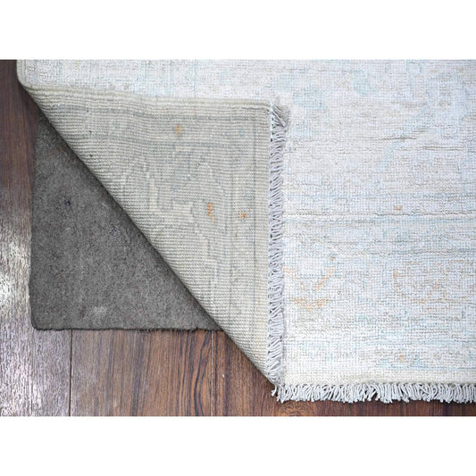Oushak And Peshawar Wool Hand Knotted Rug Ivory Gray 3.10X5.8 -O074880