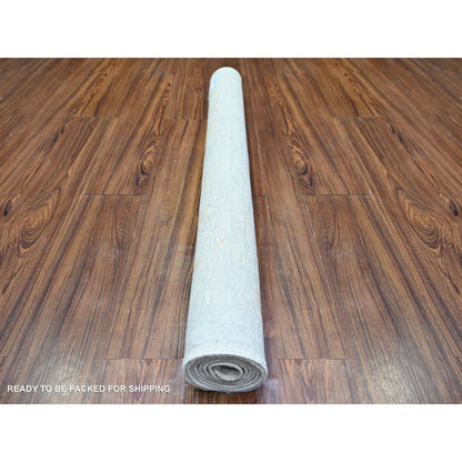 Oushak And Peshawar Wool Hand Knotted Rug Ivory Gray 3.10X5.8 -O074880