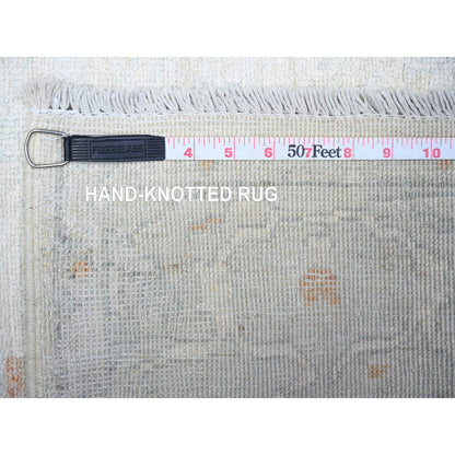 Oushak And Peshawar Wool Hand Knotted Rug Ivory Gray 3.10X5.8 -O074880