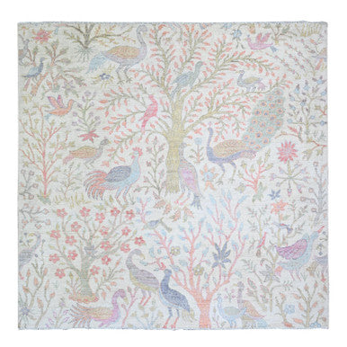 Oushak And Peshawar Wool Hand Knotted Rug Ivory No Border 5.11X6.0 -O074888