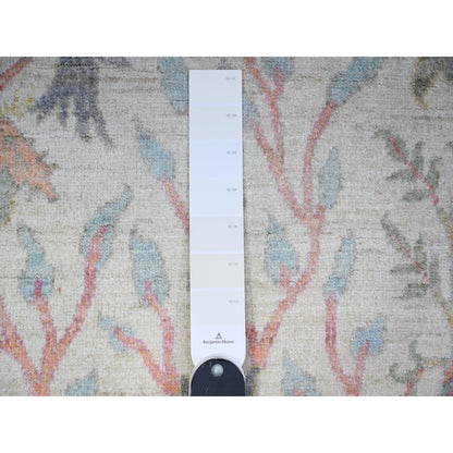 Oushak And Peshawar Wool Hand Knotted Rug Ivory No Border 5.11X6.0 -O074888