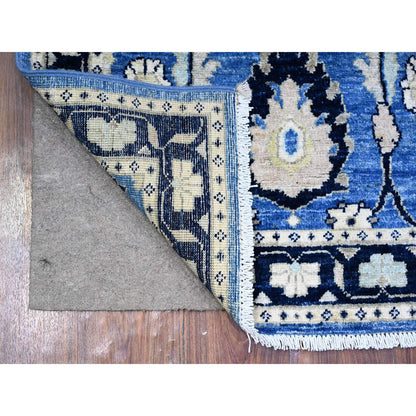 Oushak And Peshawar Wool Hand Knotted Rug Blue Blue 2.7X8.2 -O074890