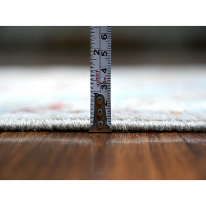 Oushak And Peshawar Wool Hand Knotted Rug Grey Ivory 2.6X8.0 -O074891