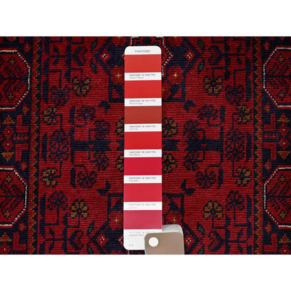 Tribal & Geometric Wool Hand Knotted Rug Red 1.10x5.0 -O0748