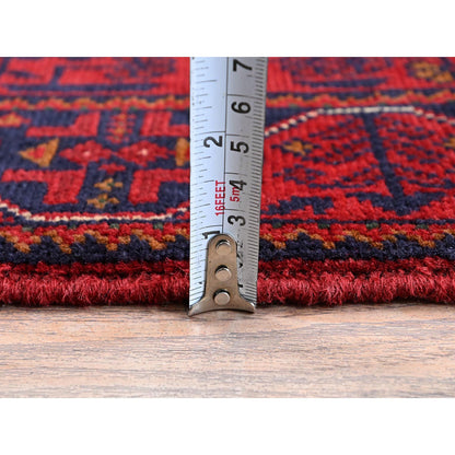 Tribal & Geometric Wool Hand Knotted Rug Red 1.10x5.0 -O0748