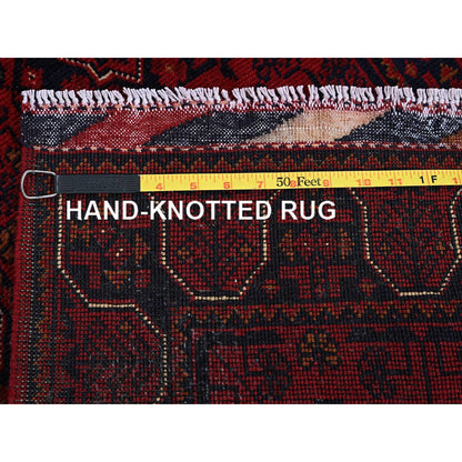 Tribal & Geometric Wool Hand Knotted Rug Red 1.10x5.0 -O0748
