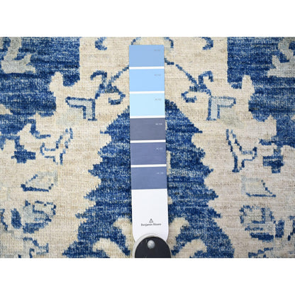Oushak And Peshawar Wool Hand Knotted Rug Blue Gray 4.2X9.7 -O074902
