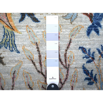 Oushak And Peshawar Wool Hand Knotted Rug Grey No Border 5.10X5.11 -O074904