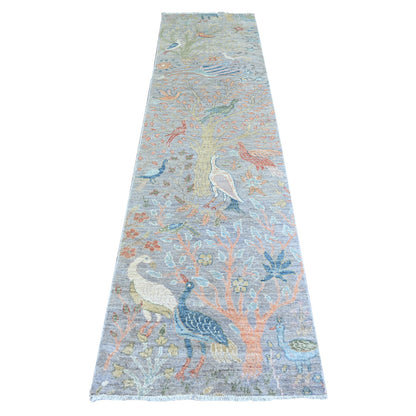 Oushak And Peshawar Wool Hand Knotted Rug Grey No Border 2.6X10.1 -O074911