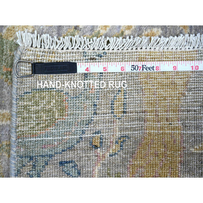 Oushak And Peshawar Wool Hand Knotted Rug Grey No Border 2.6X10.1 -O074911
