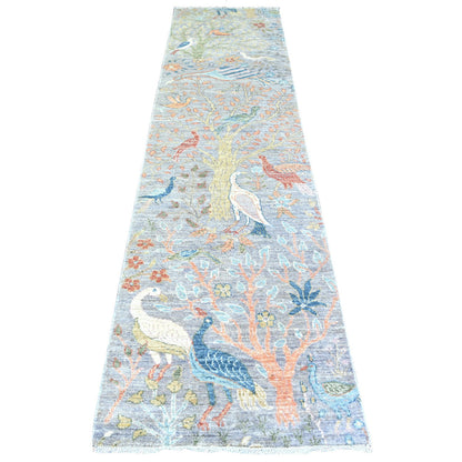 Oushak And Peshawar Wool Hand Knotted Rug Grey No Border 2.6X10.1 -O074913