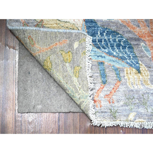 Oushak And Peshawar Wool Hand Knotted Rug Grey No Border 2.6X10.1 -O074913