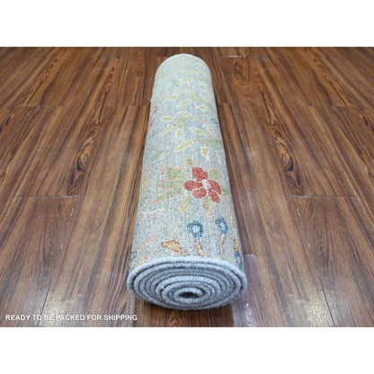 Oushak And Peshawar Wool Hand Knotted Rug Grey No Border 2.6X10.1 -O074913