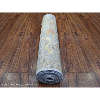 Oushak And Peshawar Wool Hand Knotted Rug Grey No Border 2.5X8.3 -O074915