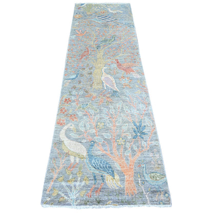 Oushak And Peshawar Wool Hand Knotted Rug Grey No Border 2.7X8.3 -O074917