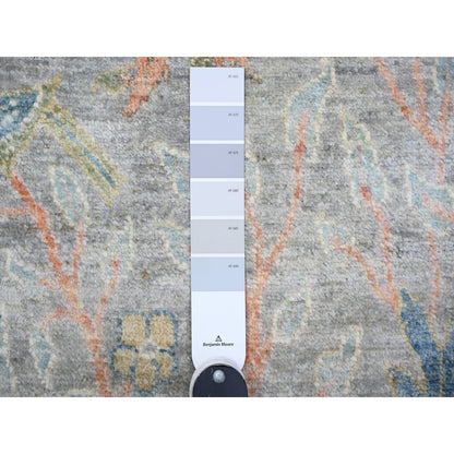 Oushak And Peshawar Wool Hand Knotted Rug Grey No Border 2.7X8.3 -O074917