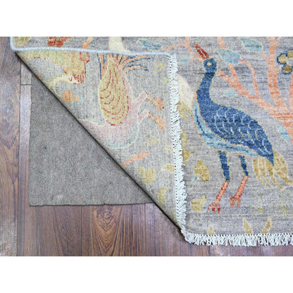 Oushak And Peshawar Wool Hand Knotted Rug Grey No Border 4.1X11.10 -O074920