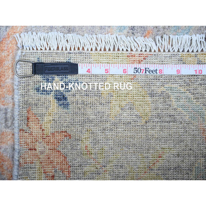 Oushak And Peshawar Wool Hand Knotted Rug Grey No Border 4.1X11.10 -O074920