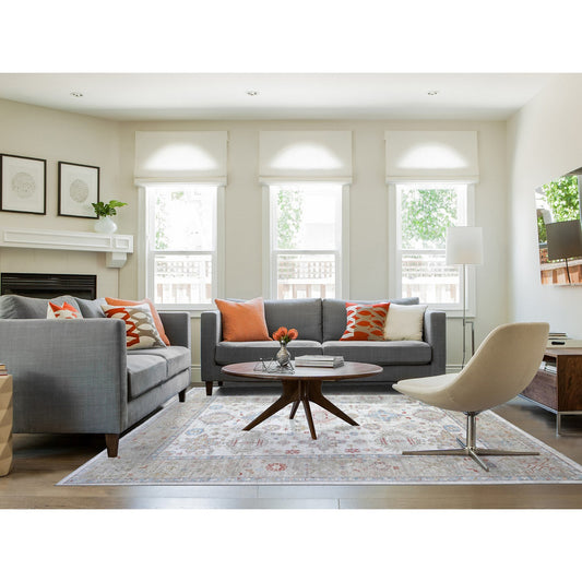 Oushak And Peshawar Wool Hand Knotted Rug Ivory Gray 8.0X9.9 -O074926