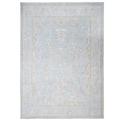 Oushak And Peshawar Wool Hand Knotted Rug Blue Blue 13.0X19.0 -O074945