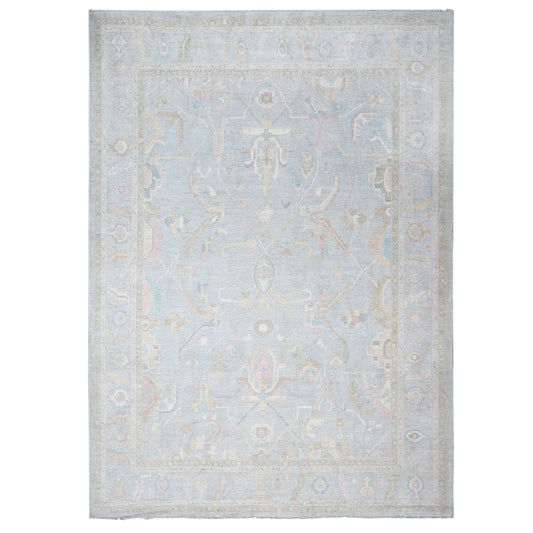Oushak And Peshawar Wool Hand Knotted Rug Blue Blue 13.0X19.0 -O074945