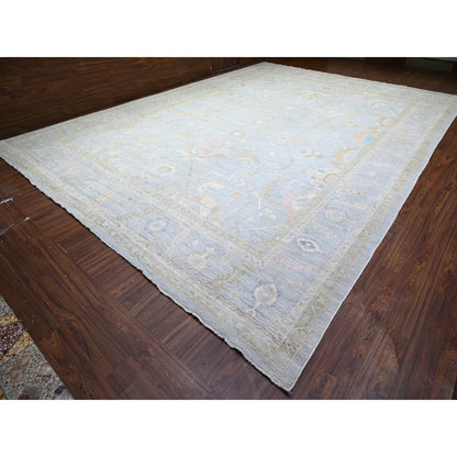 Oushak And Peshawar Wool Hand Knotted Rug Blue Blue 13.0X19.0 -O074945