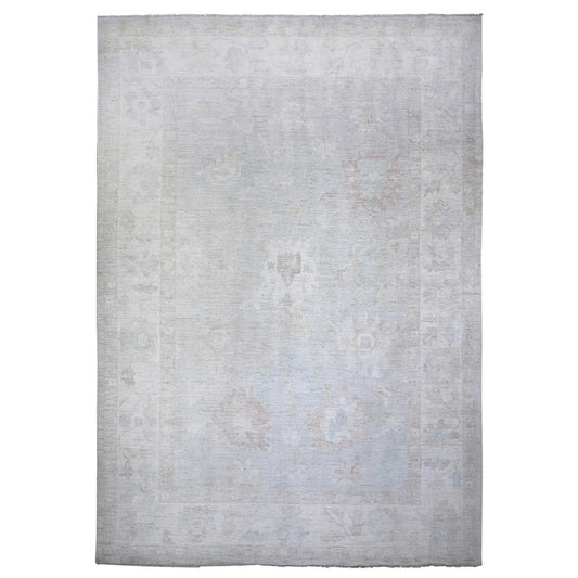 Oushak And Peshawar Wool Hand Knotted Rug Grey Gray 11.9X17.0 -O074946