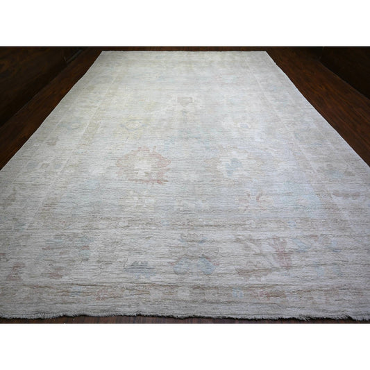Oushak And Peshawar Wool Hand Knotted Rug Grey Gray 11.9X17.0 -O074946