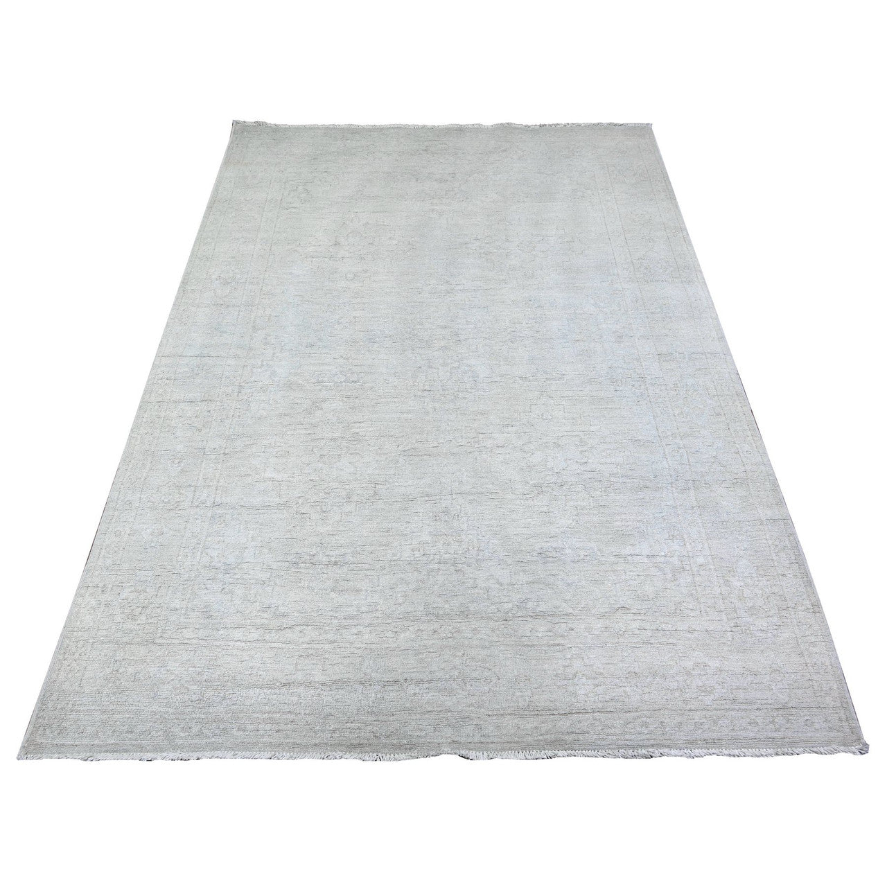Gray 5'0" x 6'9" Oushak And Peshawar Hand knotted Wool Rug - Sku: O074949
