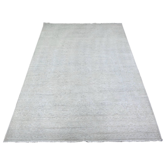 Oushak And Peshawar Wool Hand Knotted Rug Grey Gray 5.0X6.9 -O074949