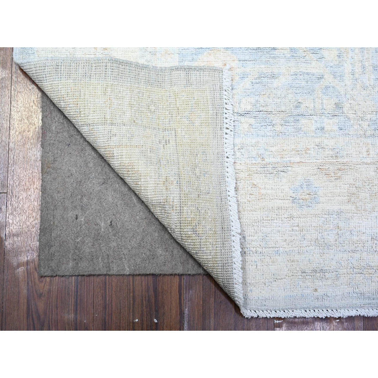 Gray 3'11" x 10'0" Khotan and Samarkand Hand knotted Wool Rug - Sku: O074952