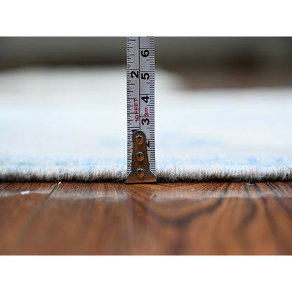 Oushak And Peshawar Wool Hand Knotted Rug Blue Ivory 2.8X16.2 -O074954