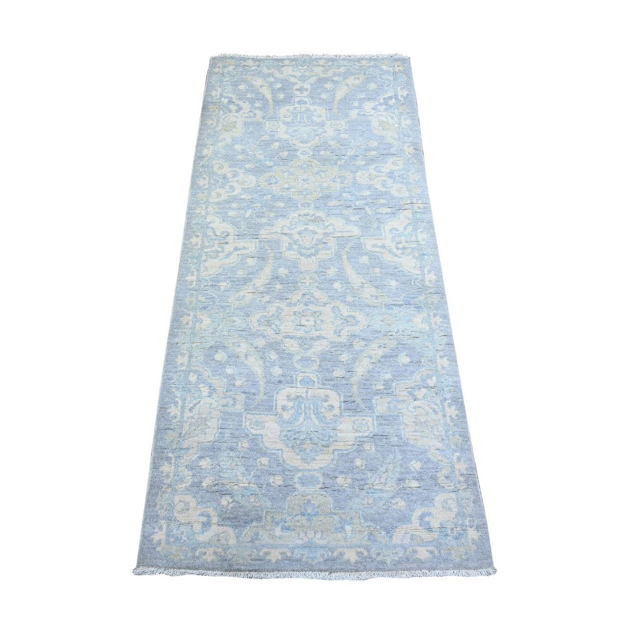 Oushak And Peshawar Wool Hand Knotted Rug Grey Gray 2.6X5.8 -O074955