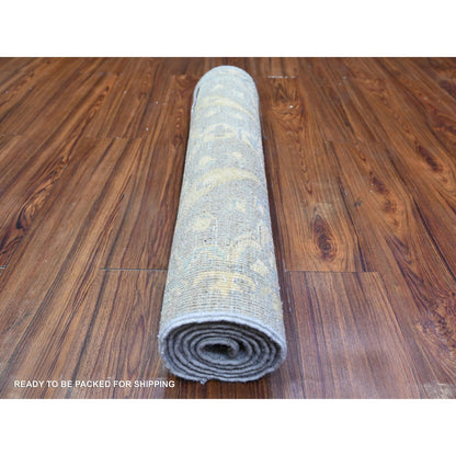 Oushak And Peshawar Wool Hand Knotted Rug Grey Gray 2.6X5.8 -O074955