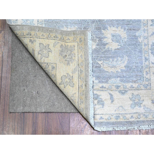 Oushak And Peshawar Wool Hand Knotted Rug Grey Spring Ivory 2.6X14.8 -O074956