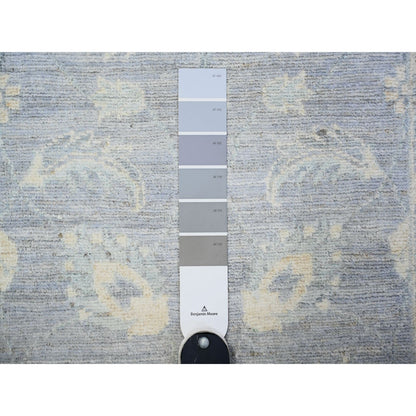 Oushak And Peshawar Wool Hand Knotted Rug Grey Spring Ivory 2.6X14.8 -O074956