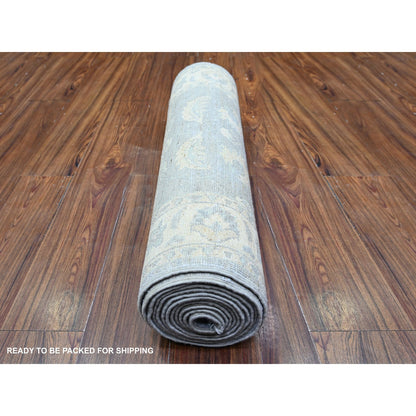 Oushak And Peshawar Wool Hand Knotted Rug Grey Spring Ivory 2.6X14.8 -O074956