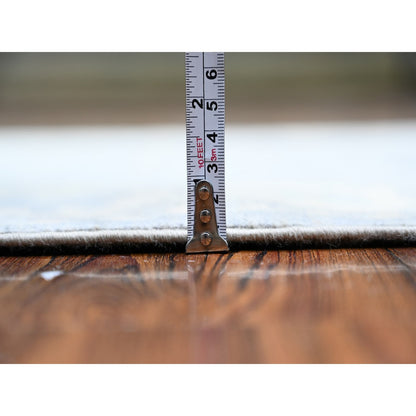 Oushak And Peshawar Wool Hand Knotted Rug Grey Spring Ivory 2.6X14.8 -O074956