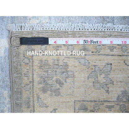 Oushak And Peshawar Wool Hand Knotted Rug Grey Spring Ivory 2.6X14.8 -O074956