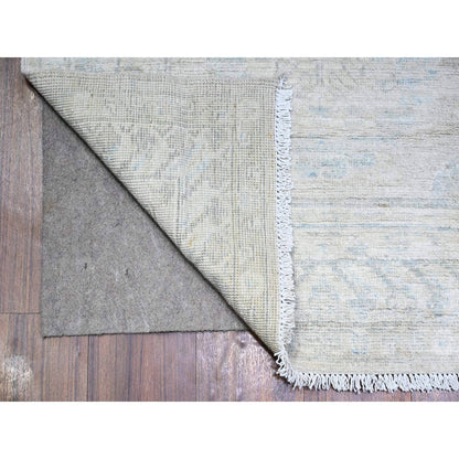 Khotan and Samarkand Wool Hand Knotted Rug Grey Timberwolf Gray 2.10X15.0 -O074958