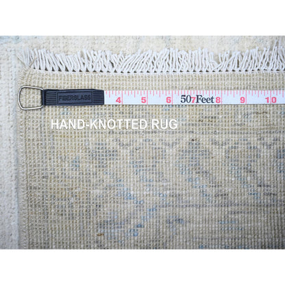 Khotan and Samarkand Wool Hand Knotted Rug Grey Timberwolf Gray 2.10X15.0 -O074958