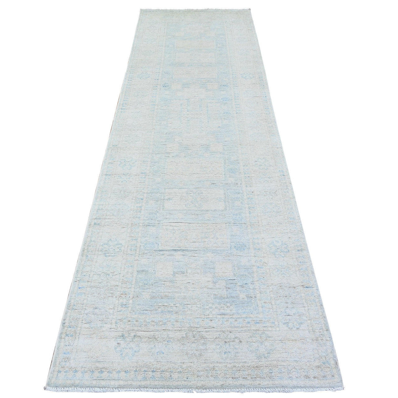 Gray 3'1" x 10'0" Oushak And Peshawar Lexicon Hand knotted Wool Rug - Sku: O074959