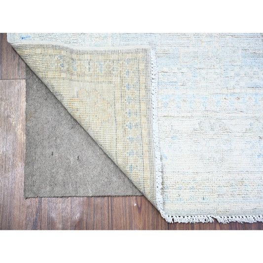 Oushak And Peshawar Wool Hand Knotted Rug Grey Lexicon Ivory 3.1X10.0 -O074959