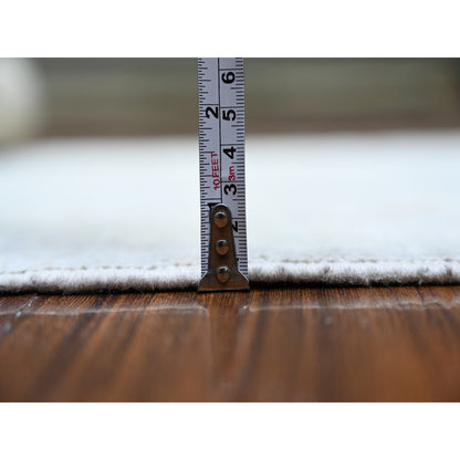 Oushak And Peshawar Wool Hand Knotted Rug Ivory Blue Gray 3.1X12.0 -O074961