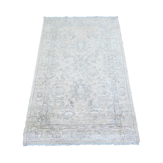 Oushak And Peshawar Wool Hand Knotted Rug Grey Gray 3.0X4.9 -O074962