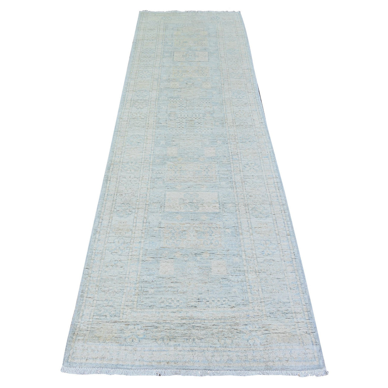 Gray 2'11" x 9'10" Oushak And Peshawar Dove Hand knotted Wool Rug - Sku: O074963