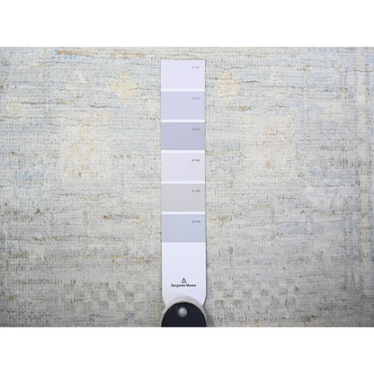 Oushak And Peshawar Wool Hand Knotted Rug Grey White Dove 2.11X9.10 -O074963