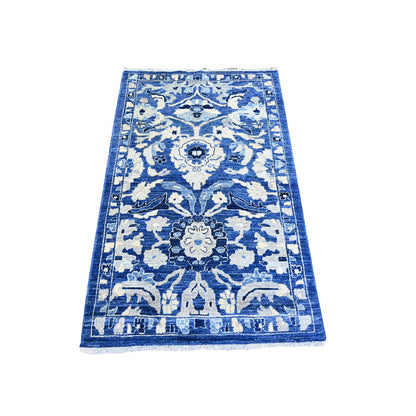 Oushak And Peshawar Wool Hand Knotted Rug Blue Blue 3.0X4.9 -O074965