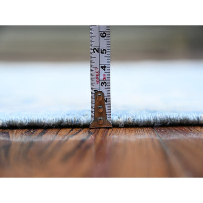 Oushak And Peshawar Wool Hand Knotted Rug Blue Ivory 2.9X11.5 -O074967